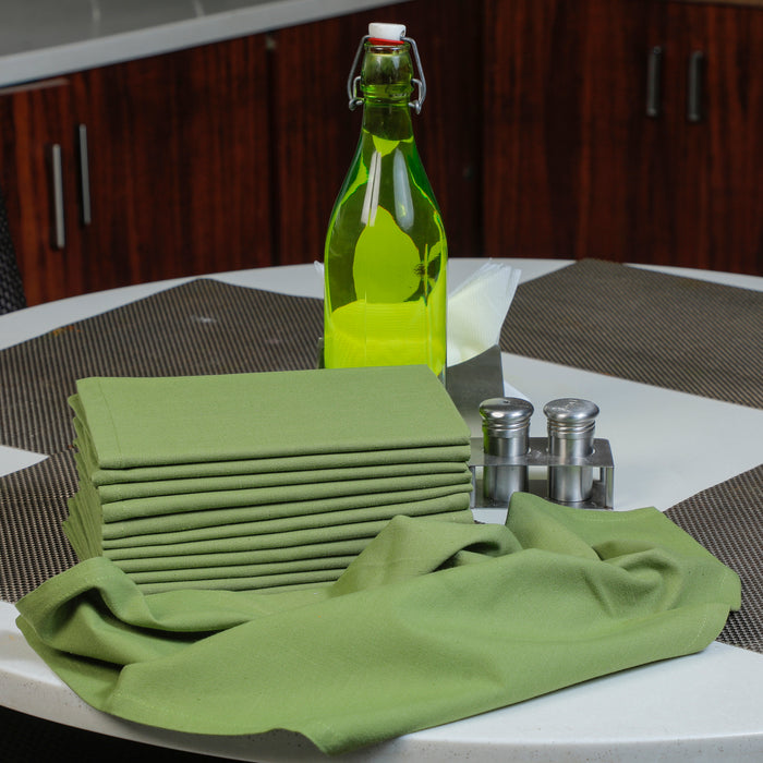 Solid Dyed Dinner Napkins-18"x18"-Green-Pack of 12