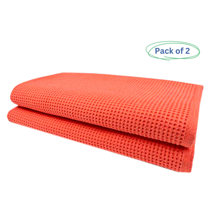 Waffle Bath Towels-28"x55"-Hot Coral-Pack of 2