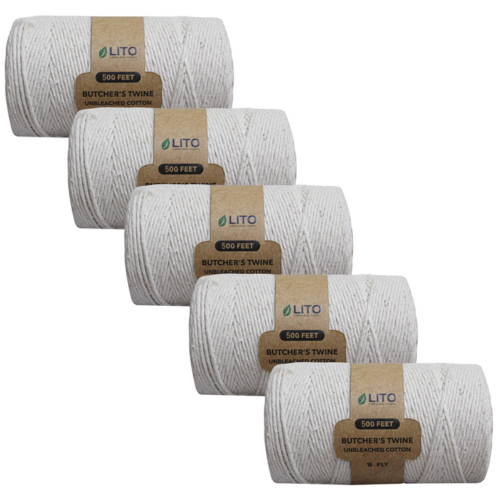 Kitchen Twine-16 PLY, 500 FT-Natural-Pack of 5