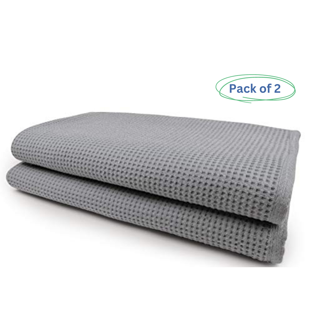 Waffle Bath Towels-28x55-Glacier Grey-Pack of 2 — LinenandTowel