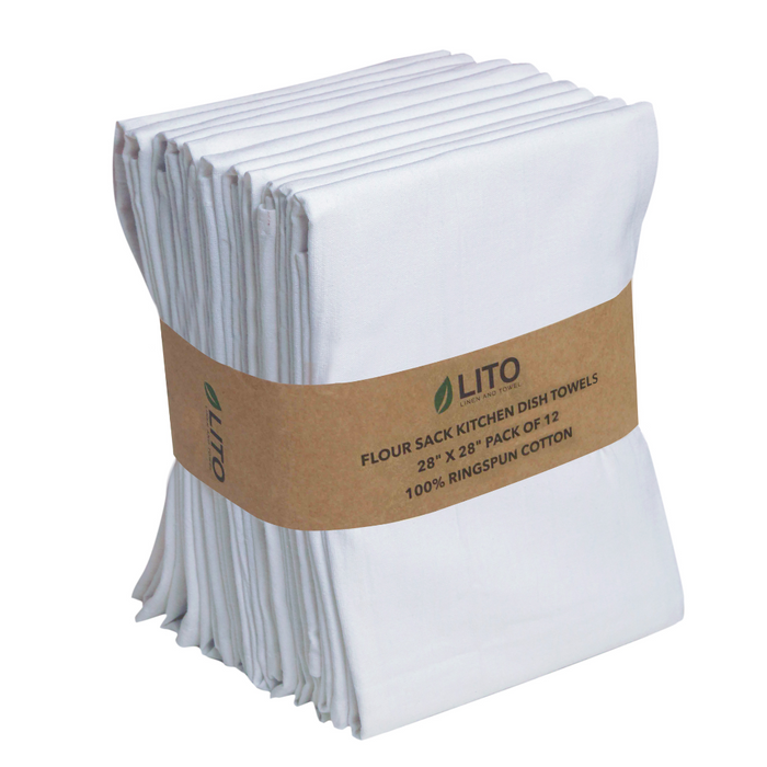 Premium Flour Sack Towels-28"x28"-Pack of 12